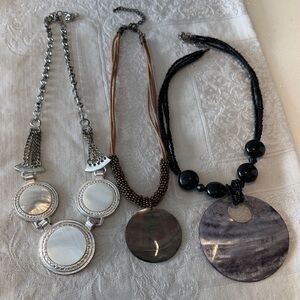 Lot of 3 Silver abalone and mop mother of pearl Necklaces